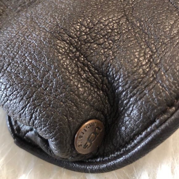 Original UGG brown leather & wool gloves XL - Picture 5 of 6